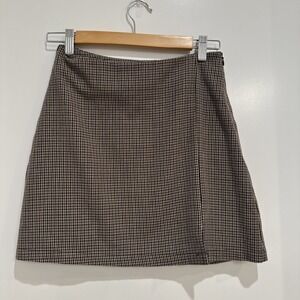 Cider Houndstooth Mini Skirt XS Dark Academia 90s Preppy Y2K Grunge Heritage